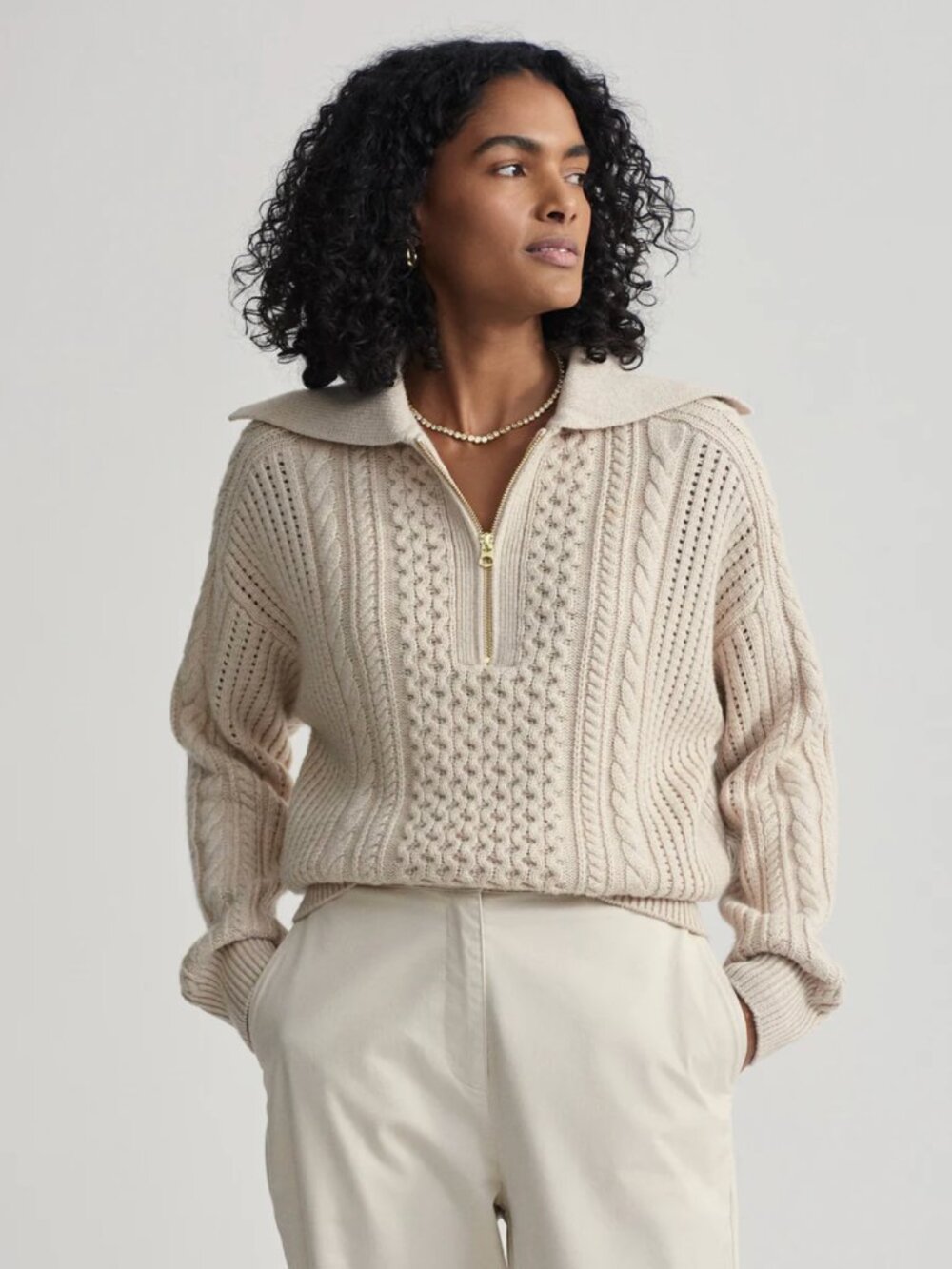 Varley Camello Cable Knit Sweater